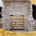 Hand Carved woman staue with flowers Marble Fireplace Mantel